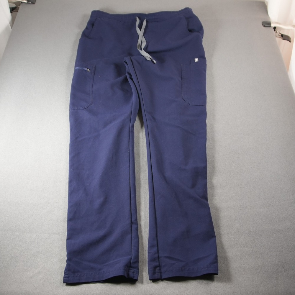 FIGS Straight Leg Skinny Drawstring Cargo Women Scrub Pants M Blue Medical - Picture 3 of 13